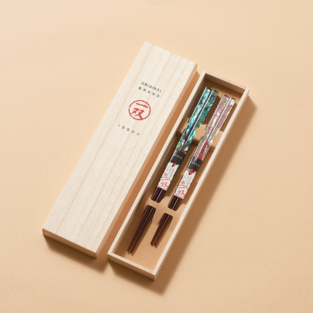 Elegant Shell Premium Chopstick Set in Paulownia Box