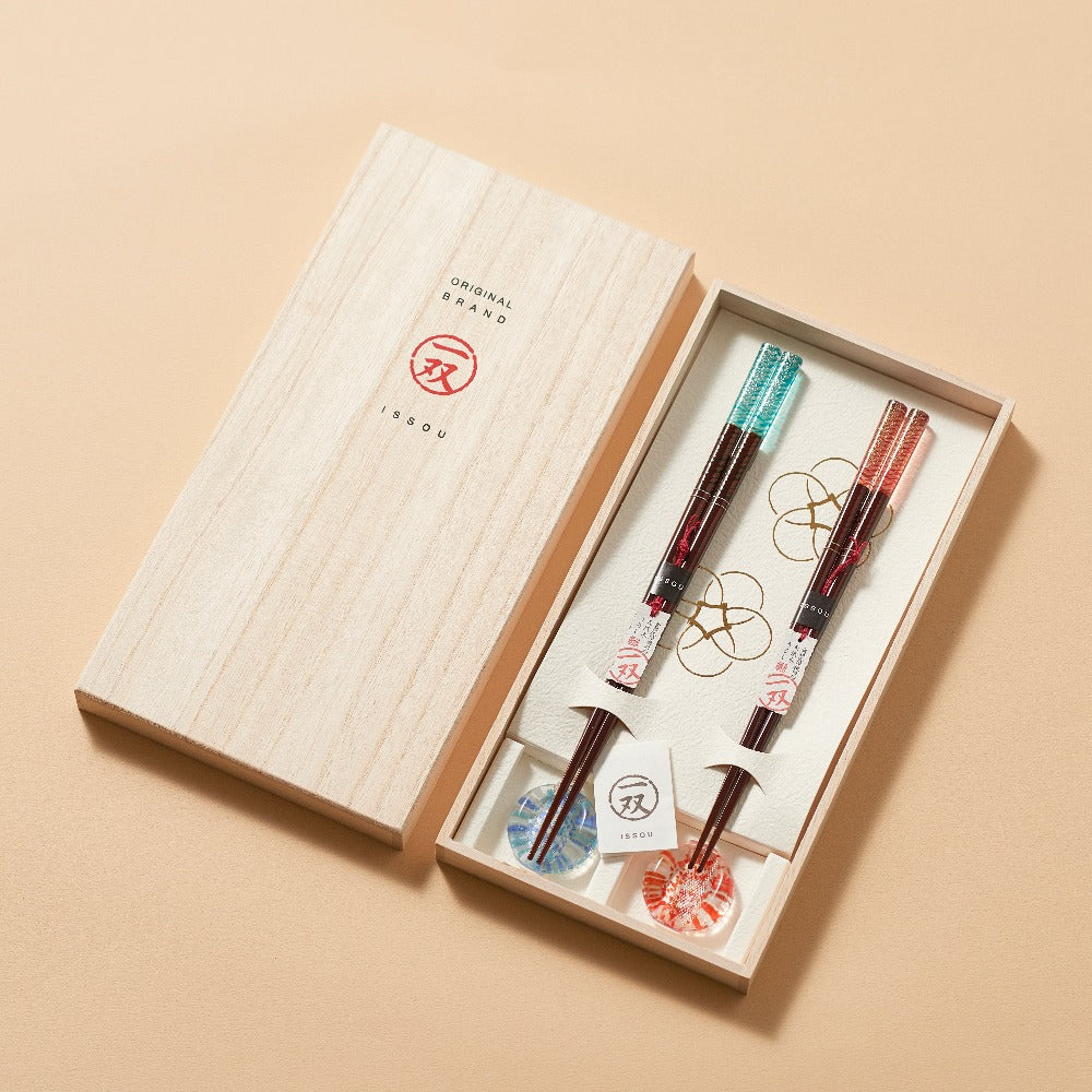Ocean Breeze Couple Chopsticks in Paulownia Gift Box