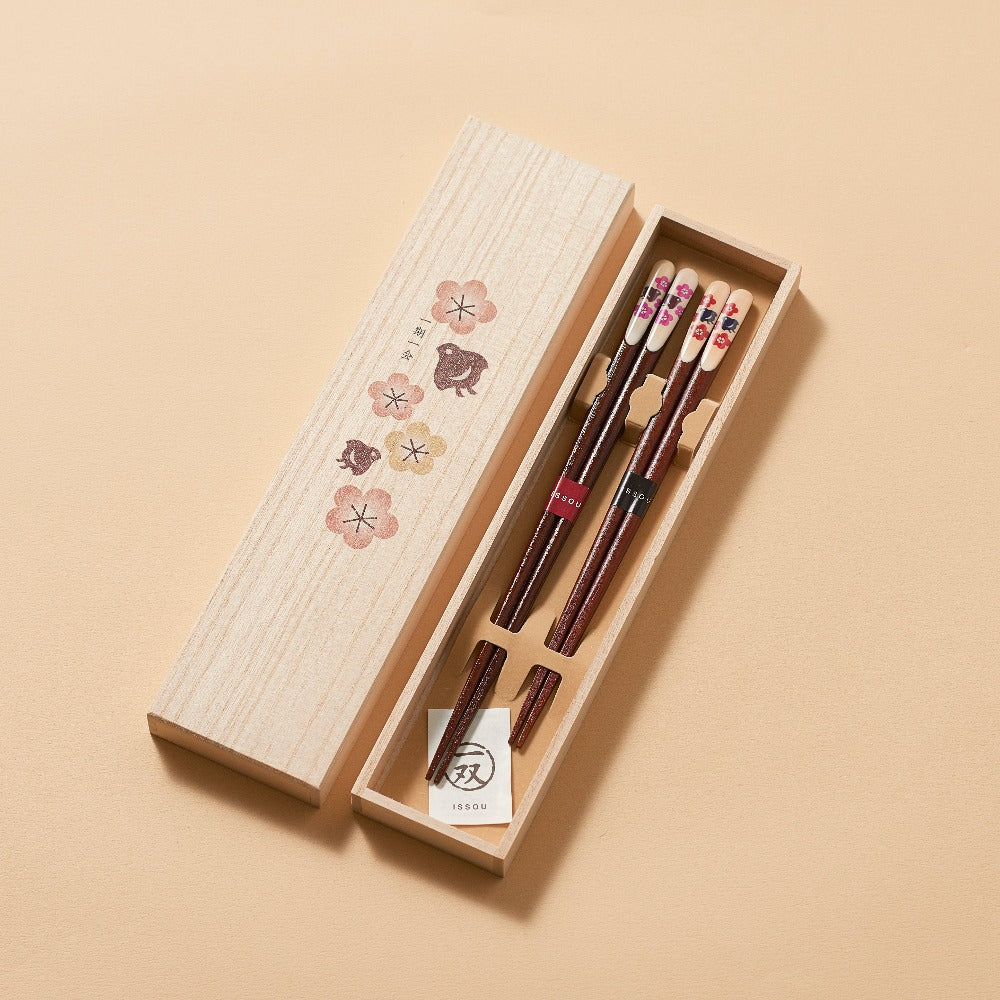Plum and Plover Couple Chopsticks
